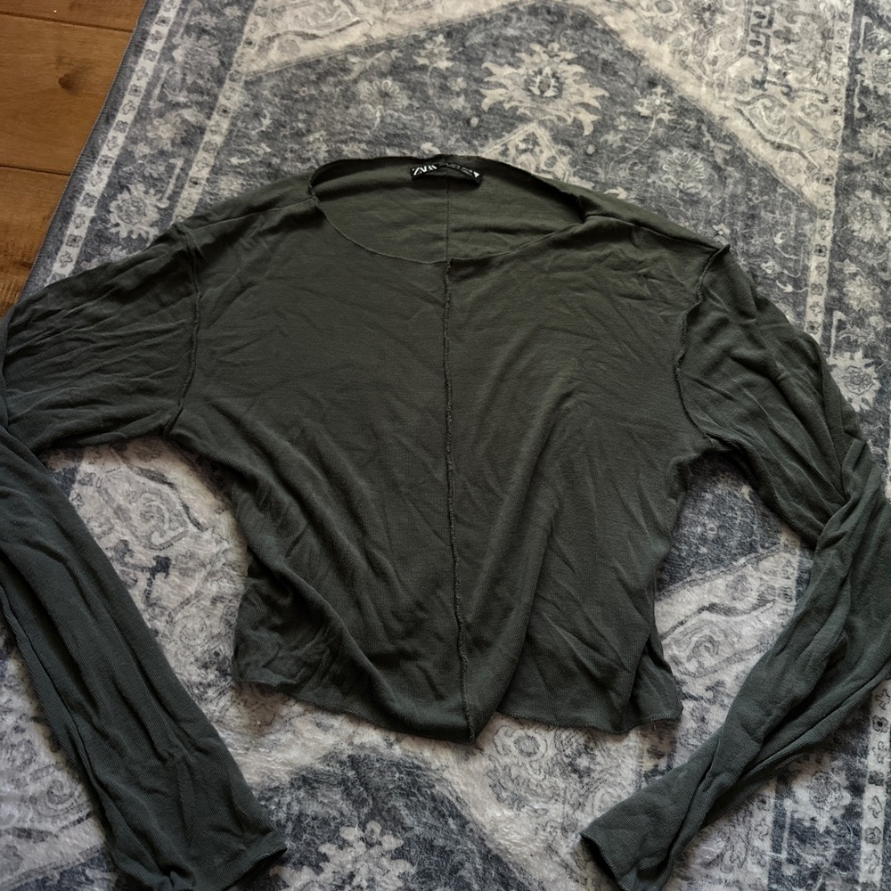 Zara Women's cropped Green Top
